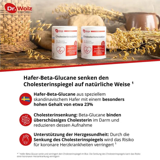 Cholesterinreduktion Dr. Wolz Twin Pack 448g | 2 × 224g Oat Beta-Glucans, Plant Sterols & B Vitamins | Natural Cholesterol Support | PZN 07619582