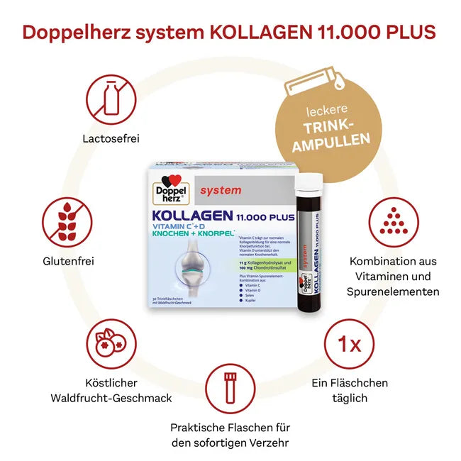 Doppelherz System Collagen Premium Duo Set | KOLLAGEN 11,000 PLUS (PZN 07625039) + KOLLAGEN 11,000 Curcuma + Ginger (PZN 16879158) | 60 Drinking Vials | Joint, Cartilage & Connective Tissue Support | Made in Germany