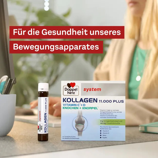 Doppelherz System Collagen Premium Duo Set | KOLLAGEN 11,000 PLUS (PZN 07625039) + KOLLAGEN 11,000 Curcuma + Ginger (PZN 16879158) | 60 Drinking Vials | Joint, Cartilage & Connective Tissue Support | Made in Germany