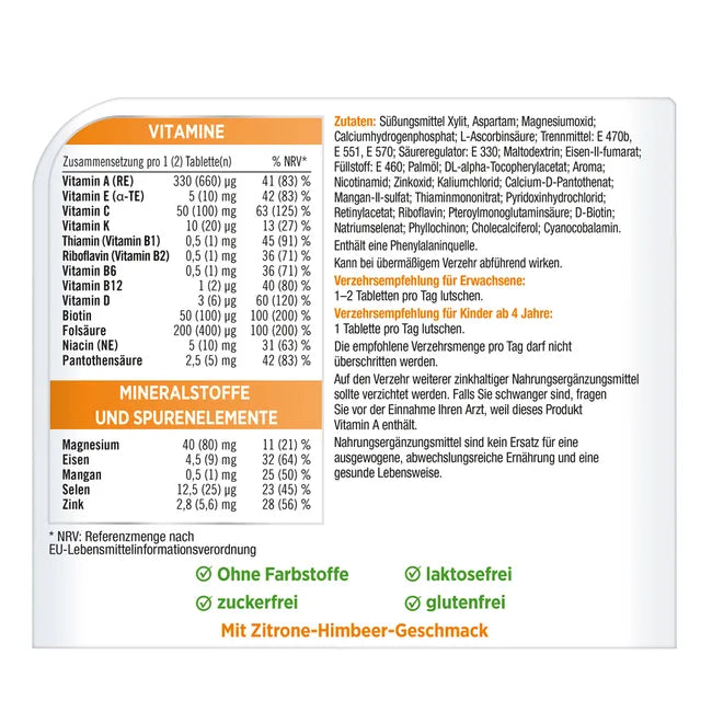 Centrum 复合维生素矿物质微量元素含片60粒 清新果味 4岁以上 PZN 07687589
