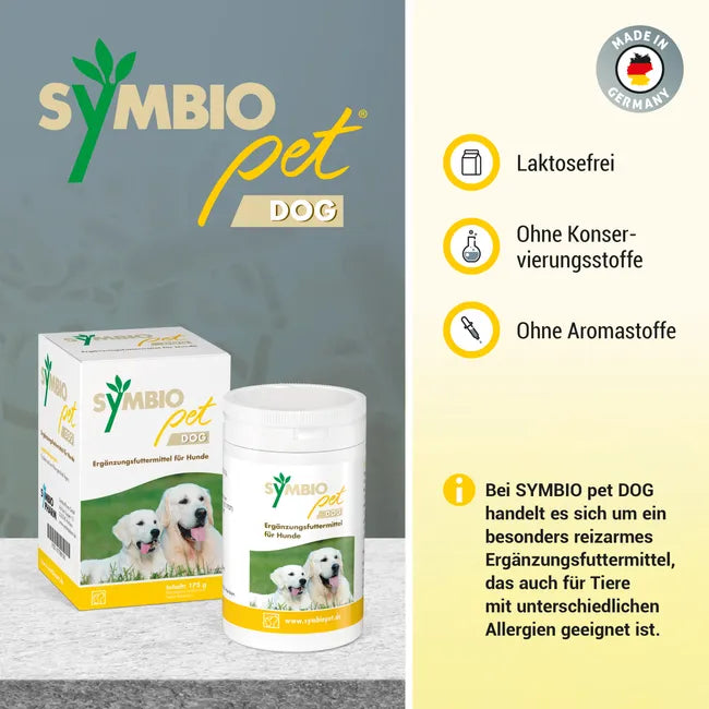 SYMBIO pet DOG | Probiotic for Dogs | Enterococcus faecium + Prebiotic Yeast | Gut Flora & Digestive Support | 175 g Powder | PZN 07766136