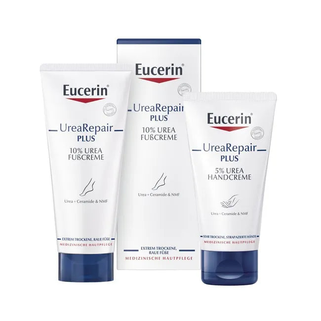 Eucerin UreaRepair PLUS Hand & Foot Care Duo | 5% Urea Hand Cream 75ml PZN 11678099 & 10% Urea Foot Cream 100ml PZN 11678047 | Complete Daily Repair Set | Hand & Foot Moisturizing Bundle