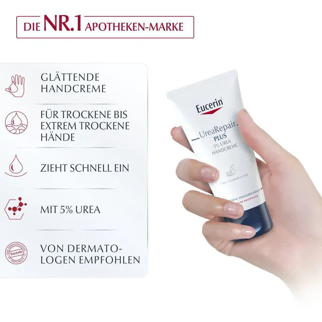 Eucerin UreaRepair PLUS Hand & Foot Care Duo | 5% Urea Hand Cream 75ml PZN 11678099 & 10% Urea Foot Cream 100ml PZN 11678047 | Complete Daily Repair Set | Hand & Foot Moisturizing Bundle