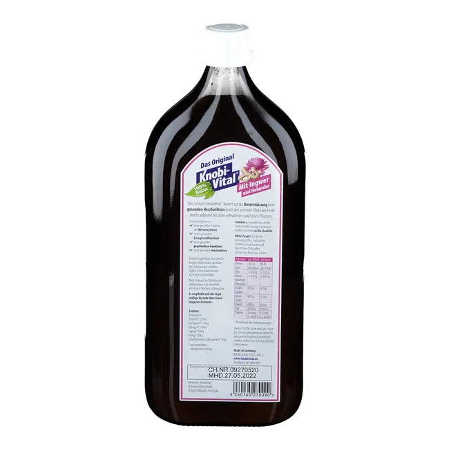 KnobiVital with Ginger & Elderberry | Organic Garlic, Ginger, Lemon, Orange & Honey | Natural Thiamine for Heart & Energy Support | 960 ml | PZN 08801001