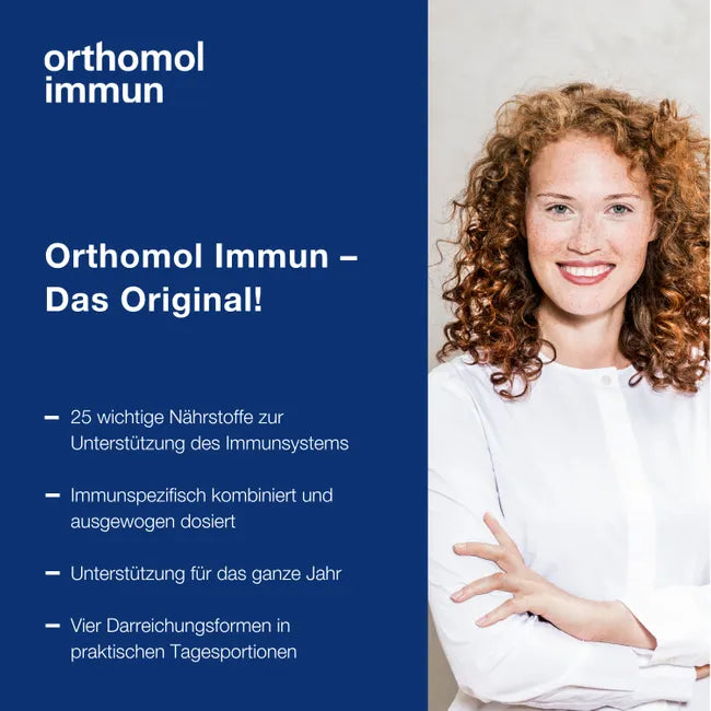 德国原装 Orthomol奥视宝 骨乐维提高免疫力直服颗粒 30 袋 | 免疫支持配方 维生素C、维生素D3、锌和25种微量营养素 | 薄荷覆盆子味 | PZN 08885937