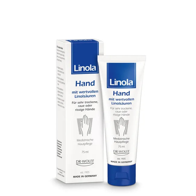 Linola Hand Cream | Linoleic Acids & Glycerin for Dry, Rough & Cracked Hands | Atopic-Prone Skin | Fast-Absorbing | 75 ml | PZN 09221091