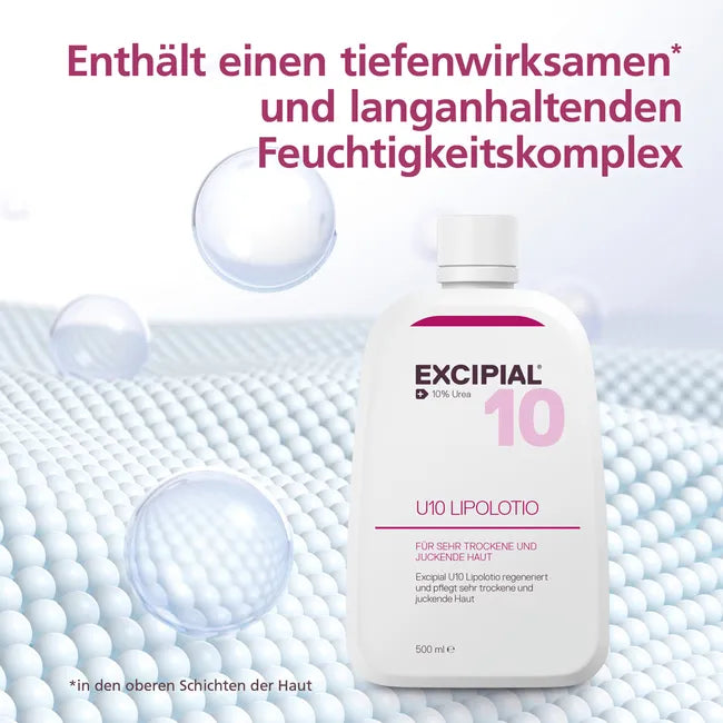 Excipial U10 Lipolotio | 10% Urea Body Lotion with Sodium Lactate | Intensive Moisturizing Care for Very Dry, Rough & Itchy Skin | 500 ml | PZN 09228934