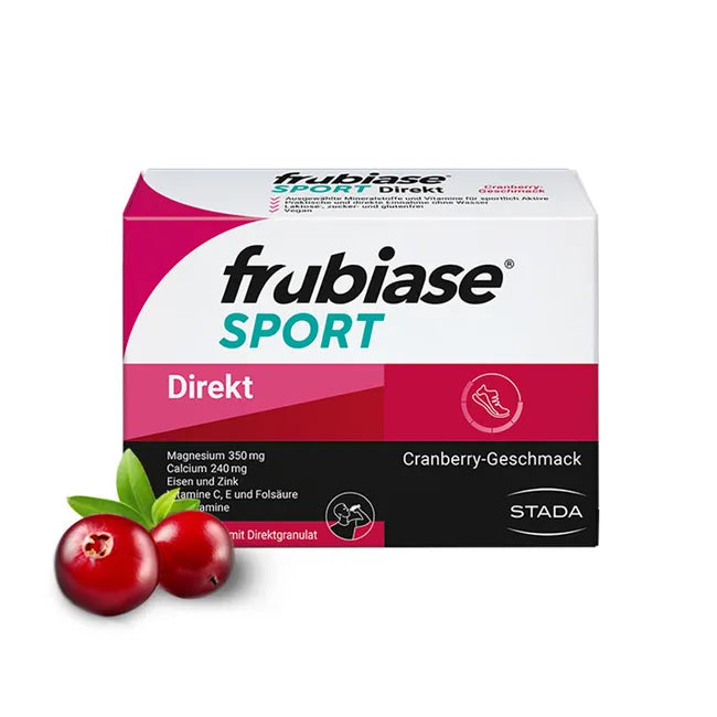 frubiase SPORT DIREKT 18 Stick Packs | Sports Direct Granules | Magnesium, Calcium, Vitamin C & B Vitamins | Cranberry Flavor | PZN 09702028