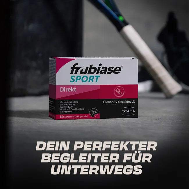 frubiase SPORT DIREKT 18 Stick Packs | Sports Direct Granules | Magnesium, Calcium, Vitamin C & B Vitamins | Cranberry Flavor | PZN 09702028
