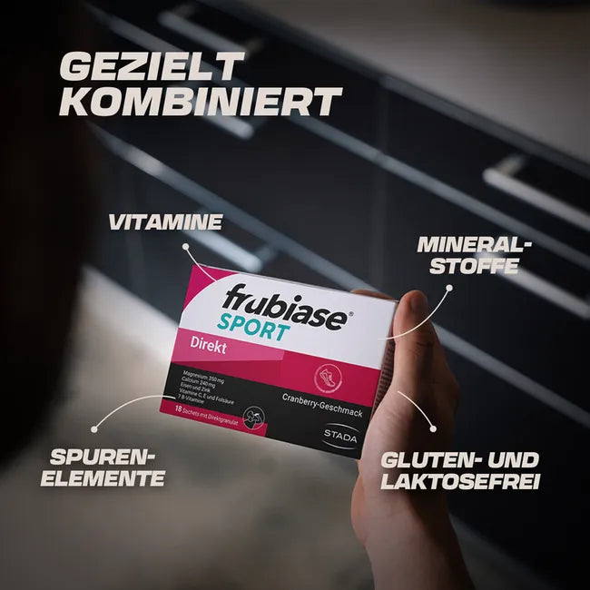 frubiase SPORT DIREKT 18 Stick Packs | Sports Direct Granules | Magnesium, Calcium, Vitamin C & B Vitamins | Cranberry Flavor | PZN 09702028