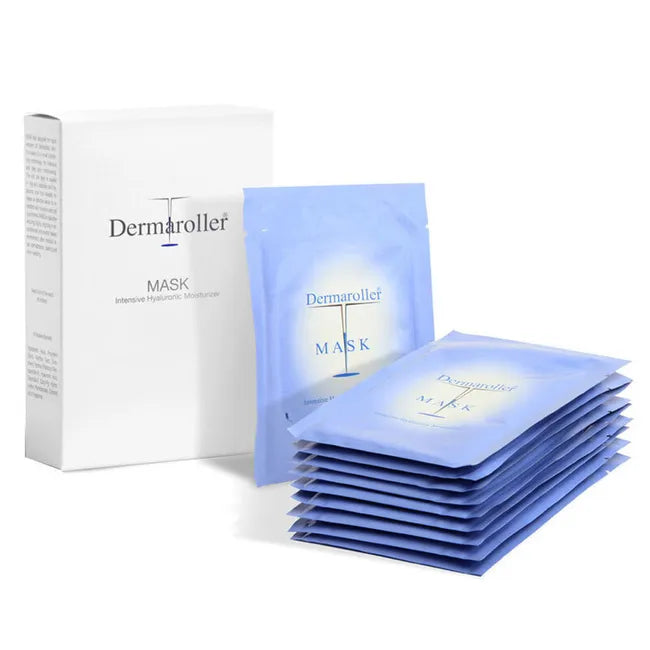 Dermaroller Premium Hyaluronic Face Mask 10 Masks | Matrixyl Peptide & Hyaluronic Acid Silk Sheet Mask | Intensive Hydrating & Soothing Treatment | PZN 09727672