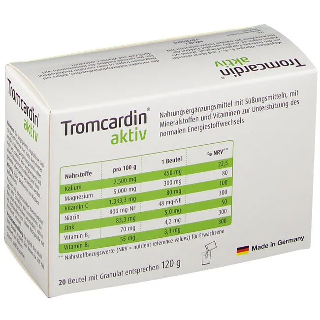 Tromcardin aktiv 20 Sachets | Magnesium, Potassium, Vitamin C, Zinc & B Vitamins | Orange Drink Granules | PZN 09745718