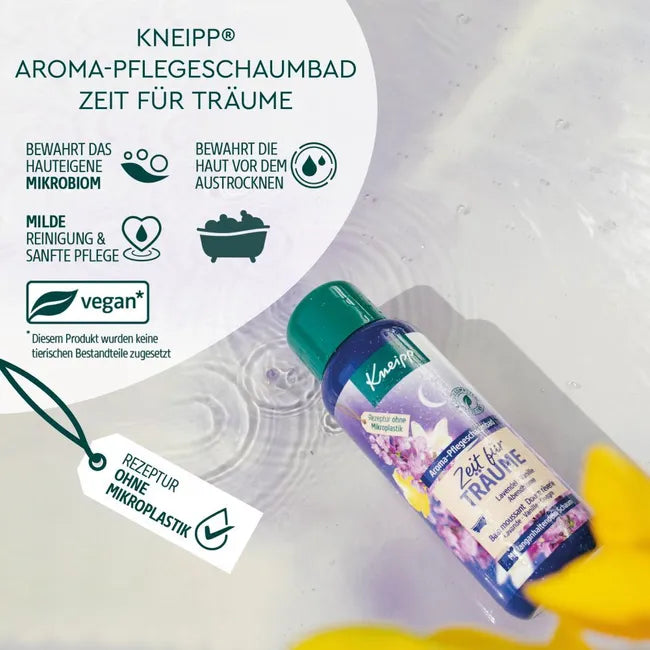 Kneipp Time to Dream Aroma Care Bubble Bath | Lavender, Vanilla & Evening Primrose Oil | Vegan | 400 ml | PZN 09779723