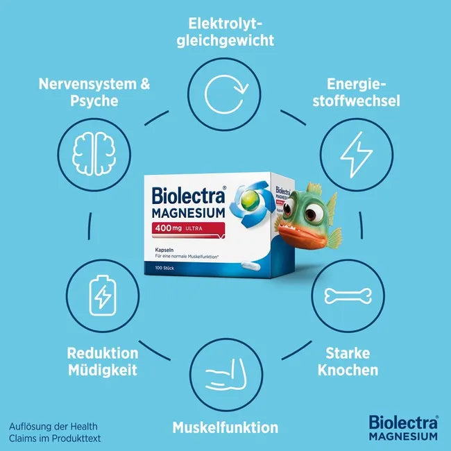 Biolectra Magnesium 400 mg Ultra 100 Vegan Capsules | High-Strength Magnesium | Muscle, Nerve & Energy Support | 1 Capsule Daily PZN 10043648