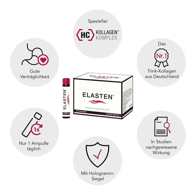 ELASTEN® Complete Your Beauty 3-Pack Bundle 84 Drinking Vials (3 × 28) PZN 10048806  | 2.5 g Collagen Peptides | Vitamin C, Biotin & Zinc | Skin Beauty Supplement | Made in Germany