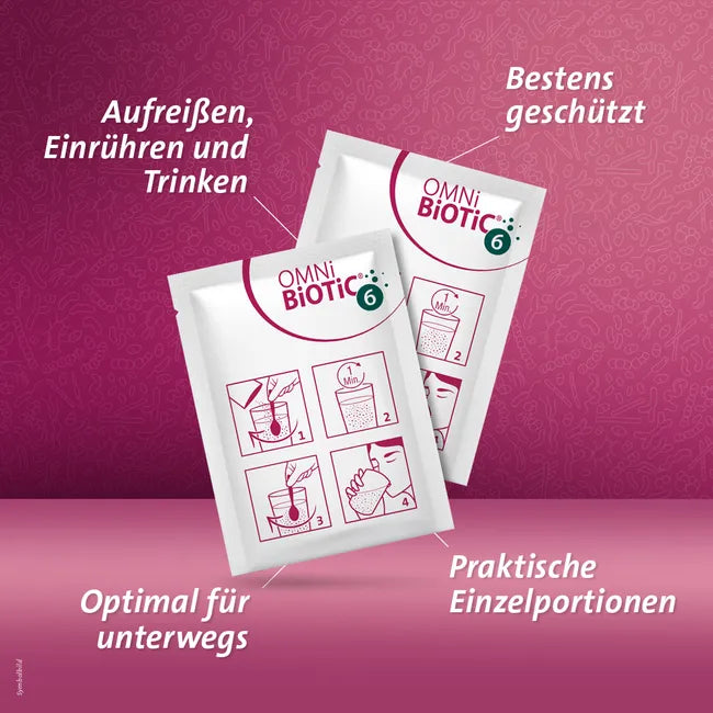 OMNi-BiOTiC 6 60 Sachets | Daily Probiotic | 6 Live Probiotic Strains | 4 Billion CFU | Prebiotics FOS & Inulin | PZN 10064811