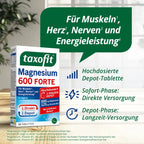 taxofit Magnesium 600 FORTE Depot | 600 mg Magnesium + Vitamins B1, B6 & B12 | 2-Phase Muscle, Nerve & Energy Support | Vegan | 30 Tablets | PZN 10793160