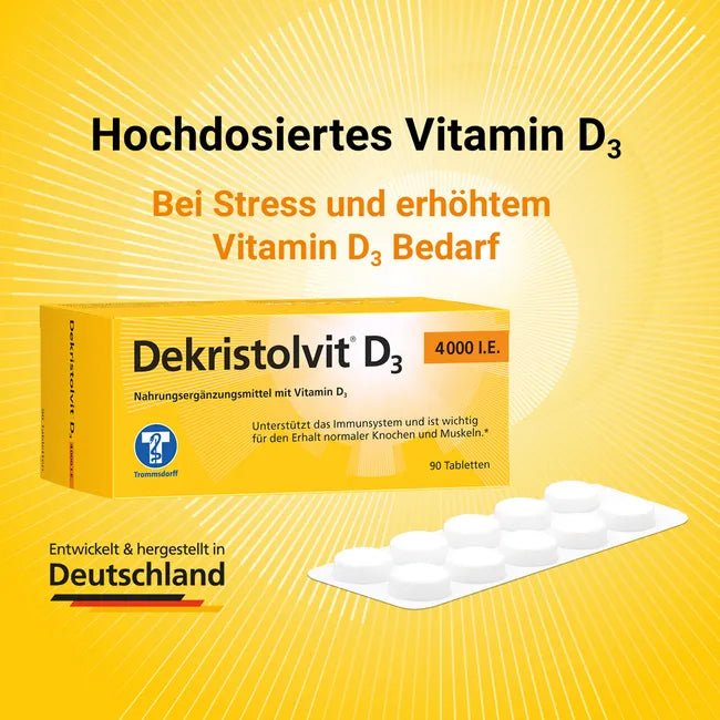 Dekristolvit D3 4000 IU | High-Strength Vitamin D3 | Immune System, Bones & Muscle Support | 90 Tablets | PZN 10818598