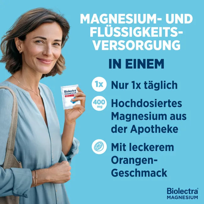Biolectra® Magnesium 400 mg Ultra Drinking Granules Orange | High-Dose Magnesium Drink | 40 Sachets | PZN 10914528