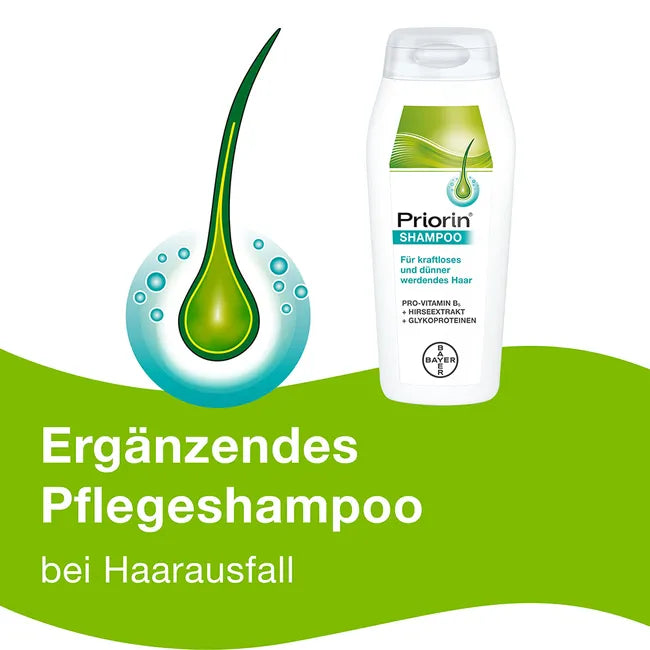 Priorin Shampoo | Millet Extract, Glycoproteins, Pro-Vitamin B5 & Biotin | Hair Strength, Volume & Shine | 200 ml | PZN 11072480