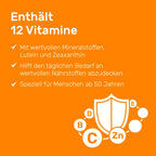 EUNOVA Multivitamin Long-Term 50+ | 12 Vitamins + Minerals, Lutein & Zeaxanthin | 12-Hour Nutrient Release | 120 Capsules | PZN 11084425