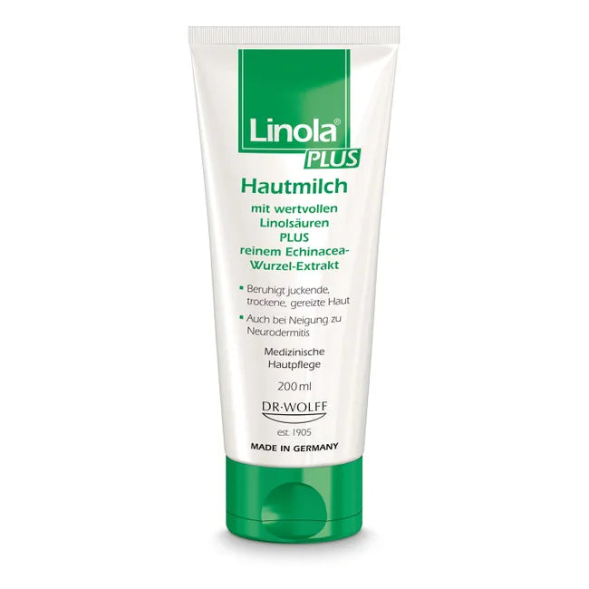 Linola PLUS Skin Milk | Intensive Care for Itchy, Dry & Irritated Skin | Echinacea & Linoleic Acids | Babies & Adults | 200 ml | PZN 11230743