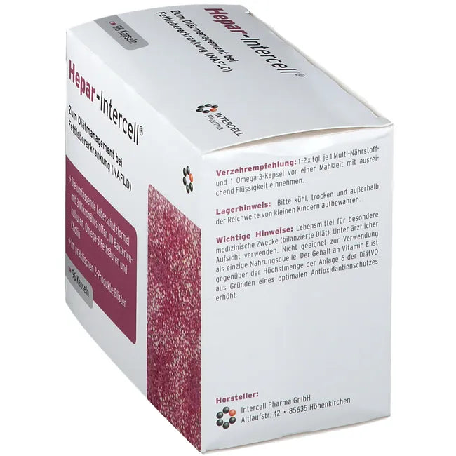 Hepar-Intercell | Choline, Omega-3 EPA & DHA, Vitamins C, D3 & E + 5 Billion CFU | Dietary Management of NAFLD | 96 Capsules | PZN 11530876