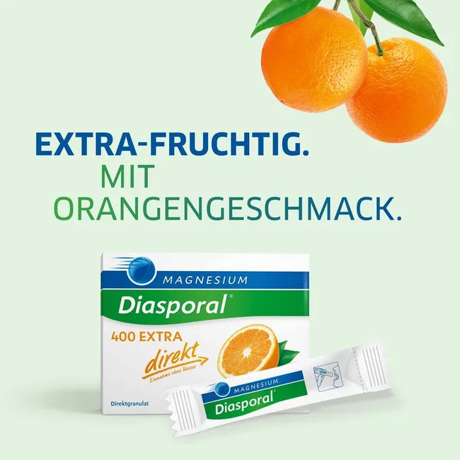 Magnesium-Diasporal® 400 EXTRA Direct Orange | 400 mg Magnesium for Muscles & Nerves | 100 Sticks | PZN 11594238