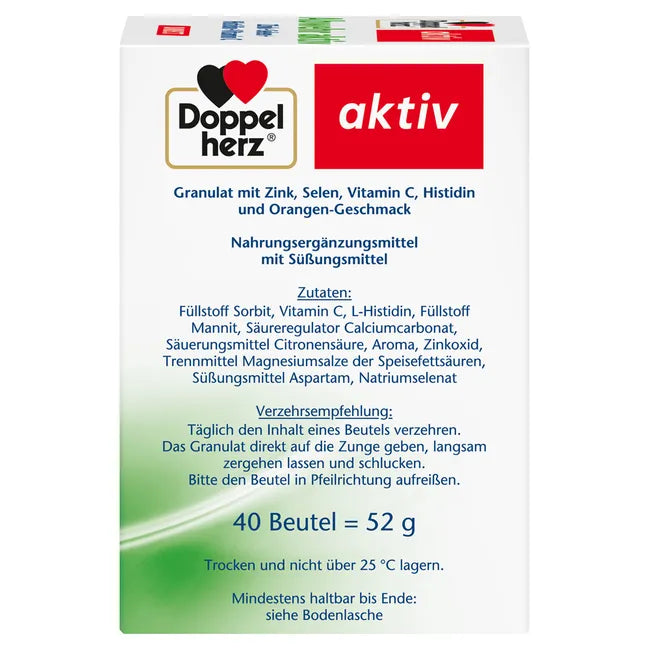 Doppelherz aktiv Abwehr DIRECT Immune Support Value Pack 160 Sachets | Zinc, Vitamin C, Selenium & L-Histidine | 4 × 40 Micro-Pellet Sachets | Orange Flavor PZN 11616129