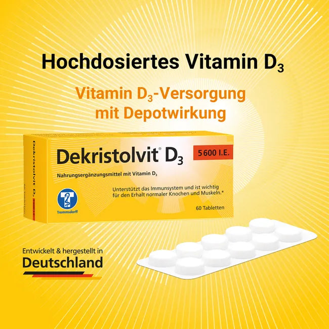 Dekristolvit D3 5600 IU | High-Strength Weekly Vitamin D3 | Immune System, Bones & Muscle Support | 60 Tablets | PZN 11709693