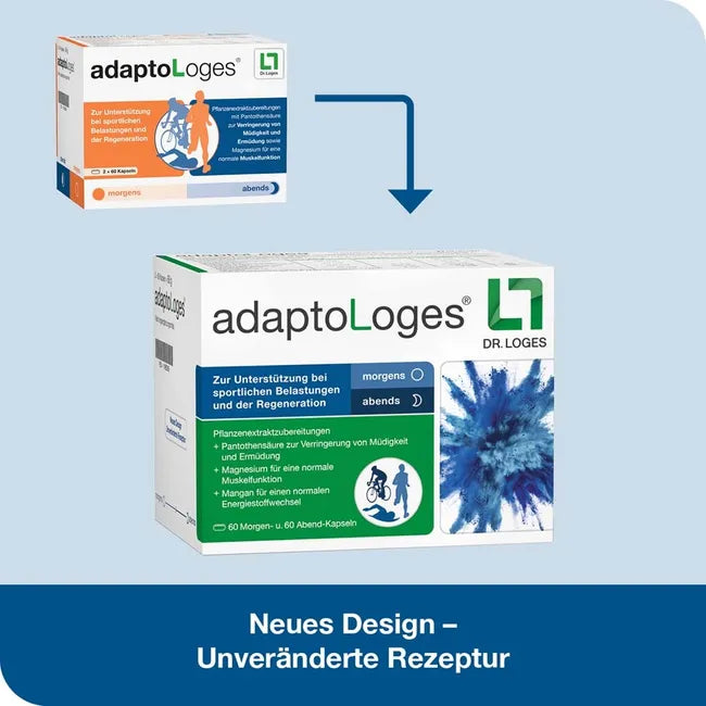 adaptoLoges | Adaptogen Complex with Rhodiola, Schisandra, Eleuthero, Magnesium & Pantothenic Acid | Energy, Performance & Recovery Support | 240 Capsules | PZN 11865915