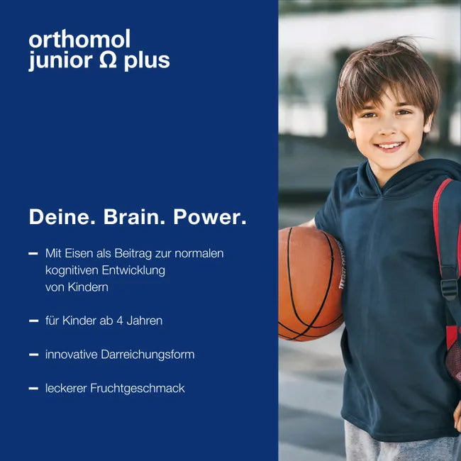 德国原装Orthomol Junior儿童DHA/Omega-3 水果太妃糖90粒 | 儿童 Omega-3 脑部支持 | DHA、EPA、铁、维生素 B12 及 B 族维生素 | PZN 11877835