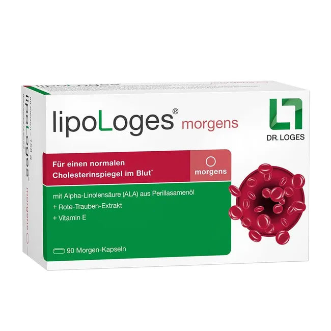 lipoLoges Omega-3 Fish Oil, Perilla Seed Oil, Red Grape Extract & Vitamin E | Cholesterol & Triglyceride Support | 180 Capsules | PZN 12452256