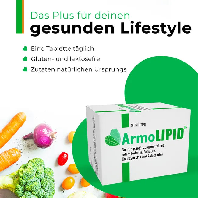 ArmoLIPID | Red Yeast Rice with Monacolins, Folic Acid, CoQ10 & Astaxanthin | 90 Tablets | PZN 12477635