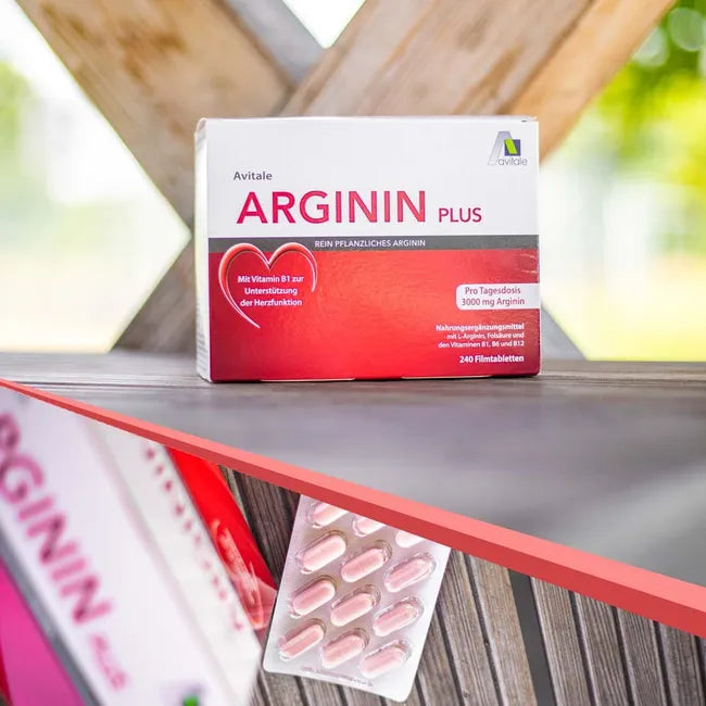 Avitale L-Arginine Plus 240 Film Tablets | 3000 mg L-Arginine + Vitamins B1, B6, B12 & Folic Acid | Heart & Circulation Support PZN 12576627