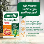 taxofit B-Complex Forte | 7 High-Dose B Vitamins with Folic Acid & B12 | Energy, Nerves & Mental Performance | Vegan | 40 Mini Tablets | PZN 12642525