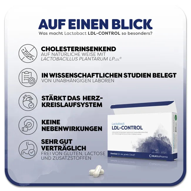 德国原装 Lactobact LDL Control 植物乳杆菌LPLDL益生菌胶囊 90粒 | 保护心脏和胆固醇健康，纯素 | PZN 13502016