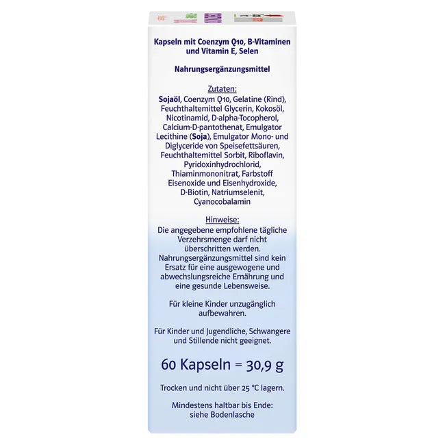 Doppelherz® system Coenzyme Q10 100 + Vitamins | 100 mg Q10 + B Vitamins, Vitamin E & Selenium | 60 Capsules | PZN 13754189