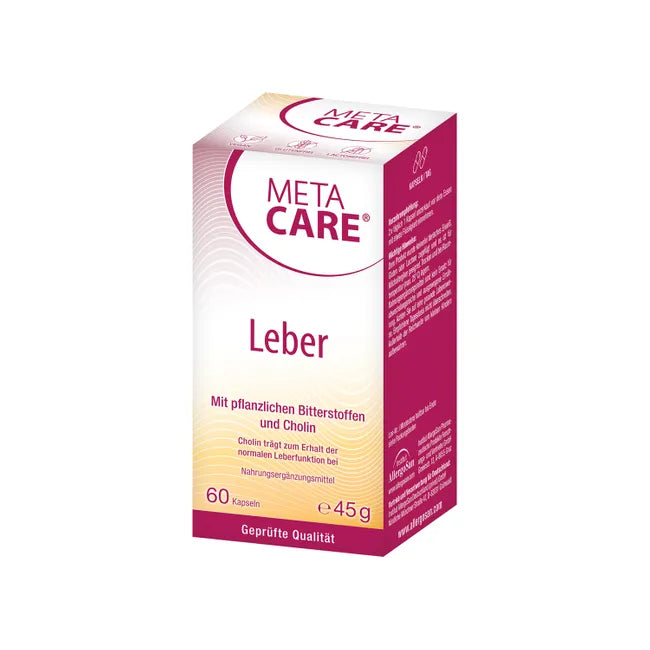 metacare Leber Capsules | Choline, Milk Thistle, Artichoke, Dandelion, OPC & Wasabi Extract | Liver Function & Fat Metabolism | 60 Capsules | PZN 13827913