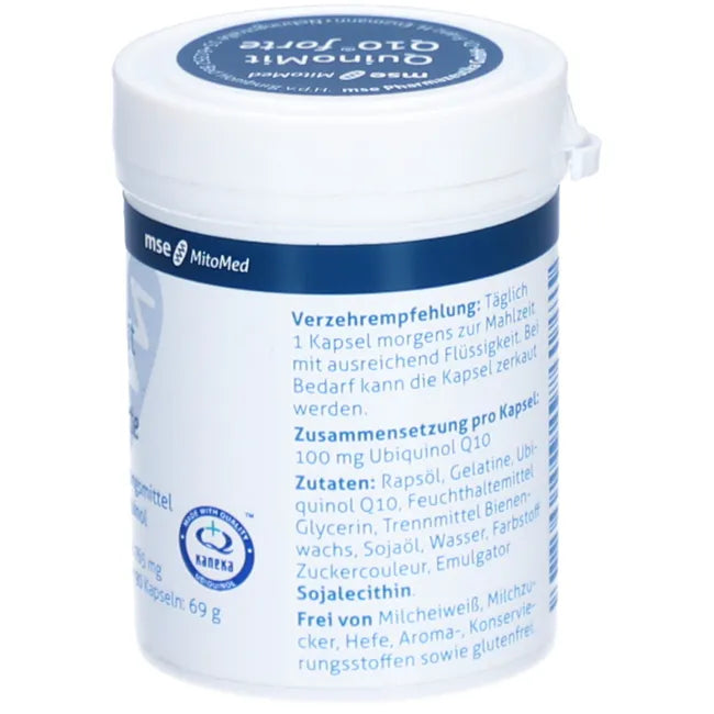 QuinoMit Q10 Forte | 100 mg Active Ubiquinol Coenzyme Q10 | High Bioavailability Kaneka Q10 | 90 Capsules | PZN 13866528
