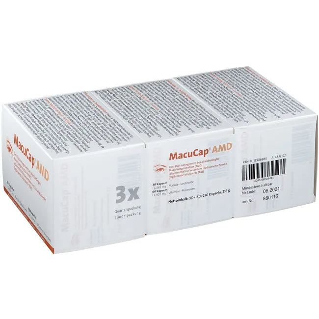 MacuCap AMD | AREDS2-Based Formula + Meso-Zeaxanthin, Lutein & Zeaxanthin | 270 Capsules | PZN 13986965