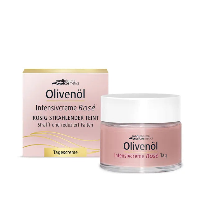 medipharma cosmetics Olive Oil Rosé Intensive Day Cream 50ml | Anti-Aging Moisturizer with Olive Oil, Hyaluronic Acid & Vitamin A | For Mature Skin | PZN 14004013