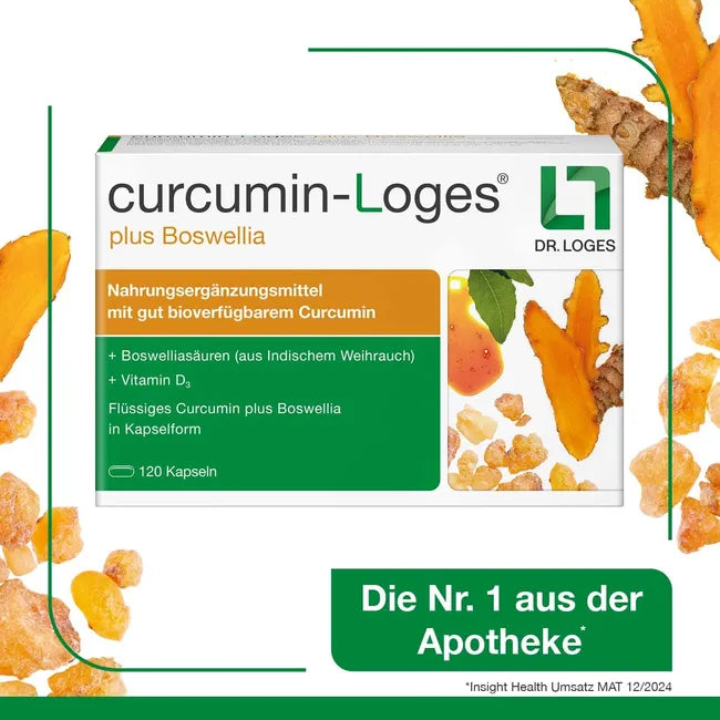 curcumin-Loges plus Boswellia 120 Capsules | High-Bioavailability Curcumin, Boswellia & Vitamin D3 | Joint & Mobility Support | PZN 14037248