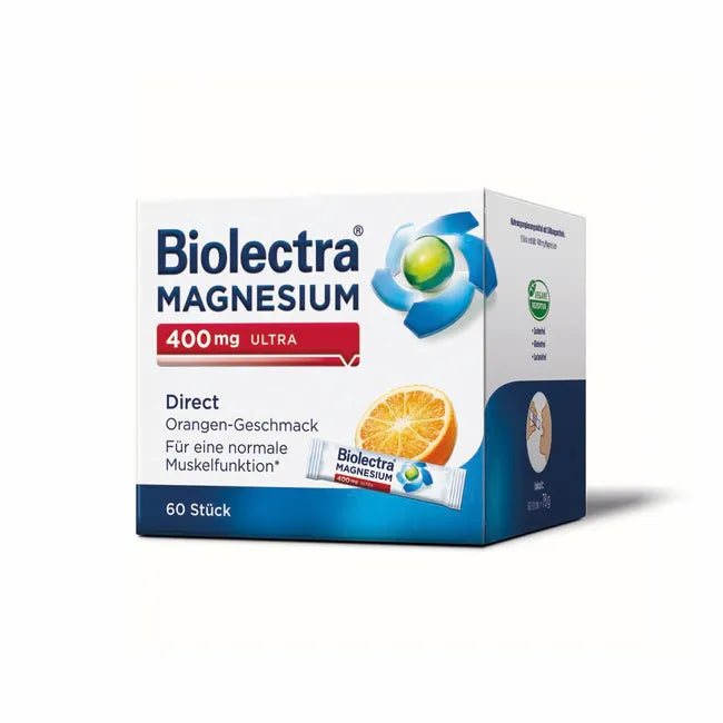 Biolectra镁400毫克超速溶橙味 – 肌肉、能量与抗疲劳支持（无需用水）60粒 PZN 14371272