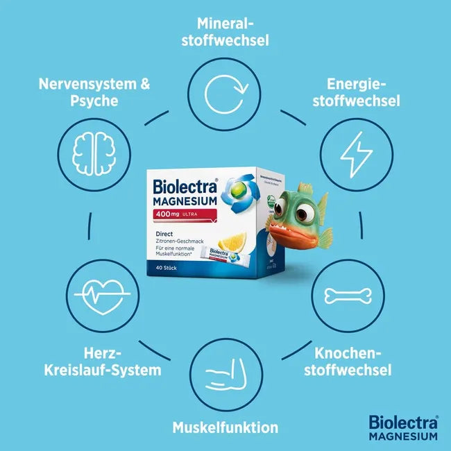 Biolectra® Magnesium 400 mg Ultra Direct Lemon | High-Dose Magnesium | 60 Sticks | PZN 14371289