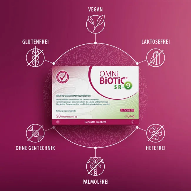 OMNi-BiOTiC SR-9 56 Sachets | 9 Live Probiotic Strains | 7.5 Billion CFU | Gut Microbiome Support | PZN 15198261