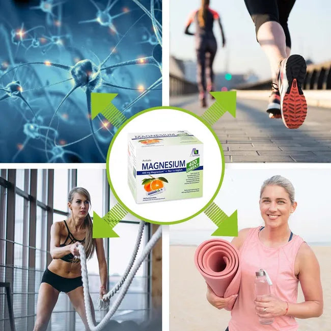 Avitale Magnesium Direct Bundle 200 Sticks Total | Magnesium 400 Orange + Magnesium 400 + B Complex Peach Passion Fruit Pomegranate |  Muscle, Nerve & Energy Support PZN 15529918 + 18769327