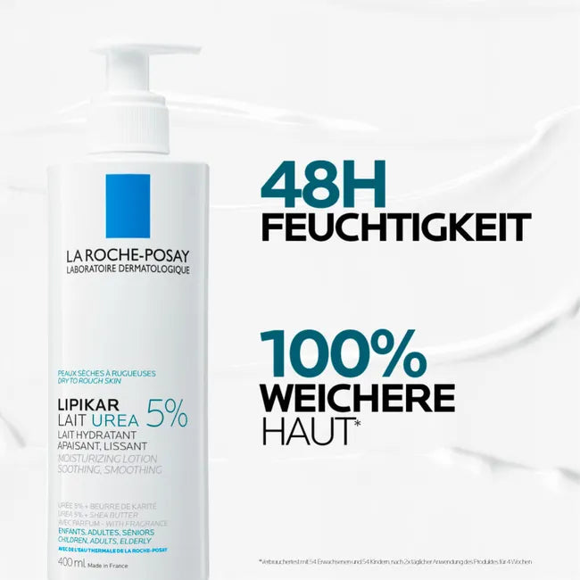La Roche-Posay Lipikar Lait Urea 5+ Body Lotion | 5% Urea, Shea Butter & Allantoin | Very Dry, Rough & Sensitive Skin | Children & Adults | 400 ml | PZN 15996784