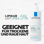 La Roche-Posay Lipikar Lait Urea 5+ Body Lotion | 5% Urea, Shea Butter & Allantoin | Very Dry, Rough & Sensitive Skin | Children & Adults | 400 ml | PZN 15996784