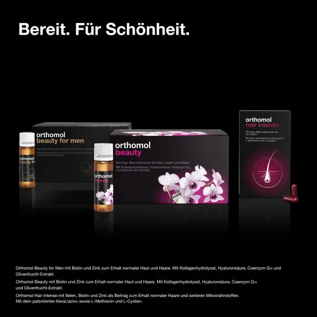 Orthomol Ultimate Beauty & Hair Trio Set | Hair Intense 60 Capsules (PZN 16563662) + Beauty for Women (PZN 15404743) + Beauty for Men (PZN 16016960) | Complete Hair, Skin & Nails Nutrition | Made in Germany
